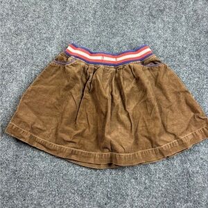 MINI BODEN Girls Brown Corduroy Skirt striped waist band size: 5-6Y